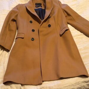Zara Camel Double-Breasted Pea Coat